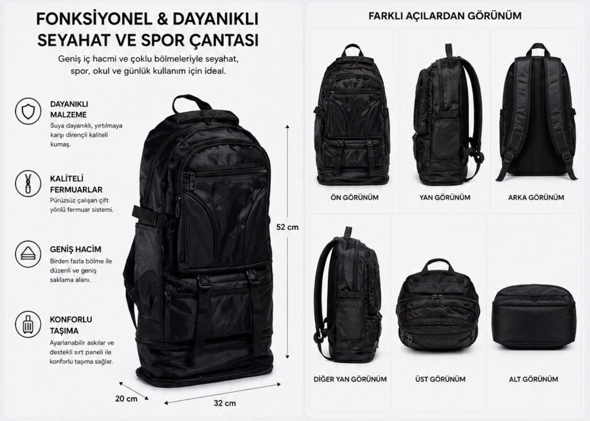 Körüklü Dağcı Sırt Çantası bilgi görseli
