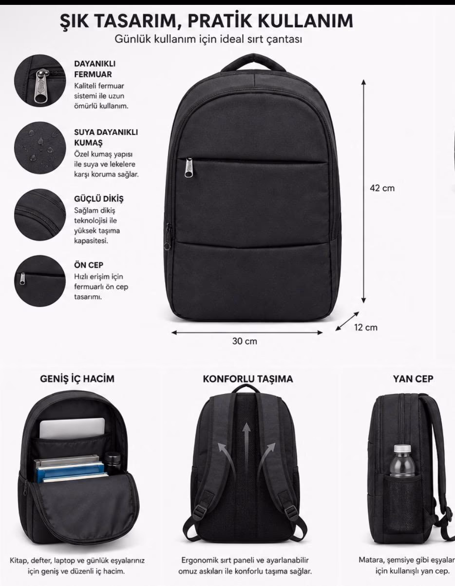 Laptop-Compartment Backpack bilgi görseli