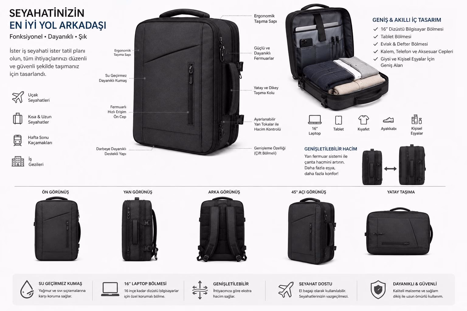 Körüklü Laptop Sırt Çantası bilgi görseli